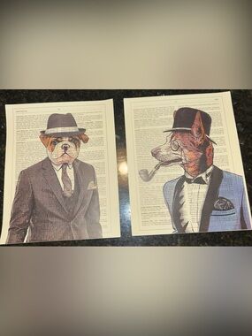 Dapper Canine Reptile Art Prints - Brown & Tan Dog Portraits